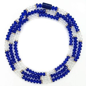 Guia de Cristal C/ Entremeios Strass e Firma Marinho/Incolor