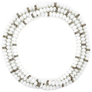 Guia de Cristal C/ Entremeios Strass e Firma Branco