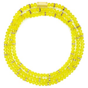 Guia de Cristal C/ Entremeios Strass e Firma Amarelo