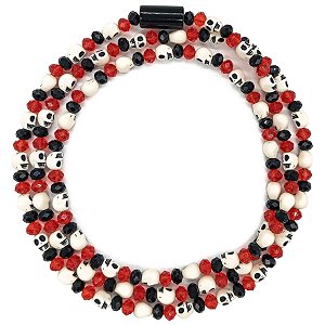 Guia de Cristal Vermelho/Preto C/ Caveirinhas e Firma Mirim Caveirinha