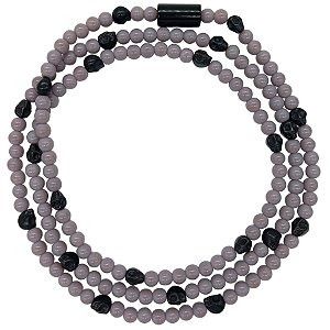 Guia Porcelana 8mm C/ Entremeio de Strass e Caveira Lilás/Preto