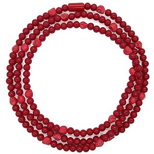 Guia Porcelana 8mm C/ Entremeio de Strass e Caveira Vermelho/Vermelho