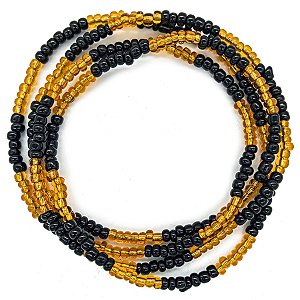 Guia Missanga Preto/Dourado Miçanga Transparente (60CM)