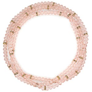 Guia de Cristal Rosa Transparente com Strass S/ Firma