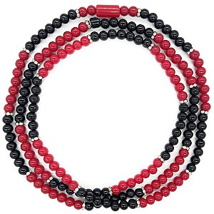 Guia de Porcelana Preto/Vermelho C/ Entremeio de Strass e Firma