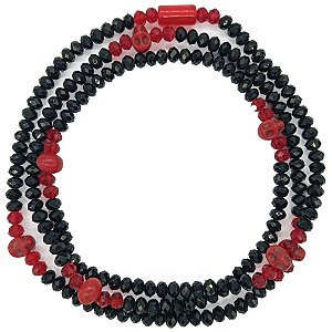 Guia de Cristal C/ Firma e Entremeio de Caveira Vermelho/Preto/Vermelho