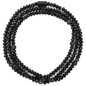 Guia de Cristal C/ Firma e Entremeio de Caveira Preto/Preto