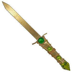 Faca Punhal Médio S/ Corte P/ Assentamento C/ Pedraria Verde