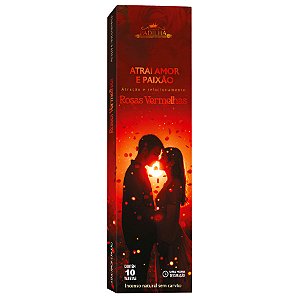 Incenso Premium 10 Varetas Atrai Amor e Paixão Rosas Vermelhas