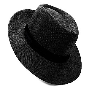Chapéu Panamá Carioca Aba Larga Com Fita Preto/Preto