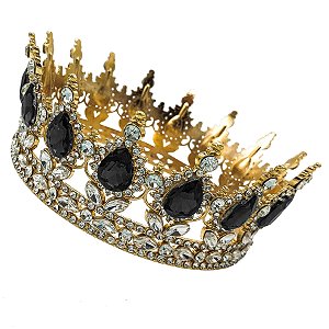 Coroa C/ Pedrarias Preto P/ Pombagira e Assentamentos