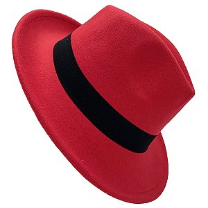 Chapéu Em Feltro Vermelho C/ Faixa Preta Removível Exu Malandro