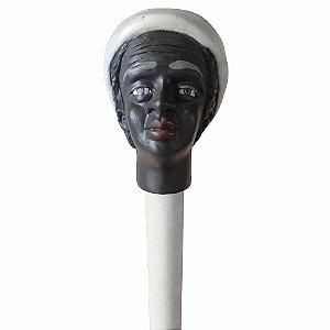 Bengala de Preta Velha 96cm Preto/Branco C/ Topo de Cabeça