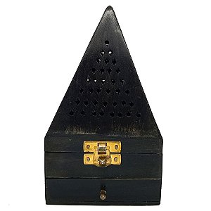 Incensário Porta Incenso Pirâmide de Madeira