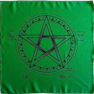 Toalha P/ Tarot Verde/Preto Estampada Pentagrama