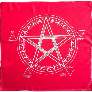 Toalha P/ Tarot Vermelho/Prata Estampada Pentagrama