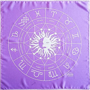 Toalha P/ Mesa Lilás/Prata Tarot Zodiaco Sol e Lua Espiritual