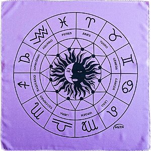 Toalha P/ Mesa Tarot Lilás/Preto Zodiaco Sol e Lua Espiritual
