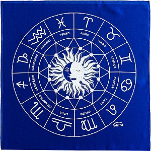 Toalha P/ Mesa Tarot Marinho/Prata Zodiaco Sol e Lua Espiritual