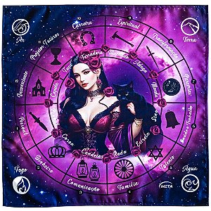 Toalha P/ Leitura de Tarot Pombogira C/ Gato Umbanda