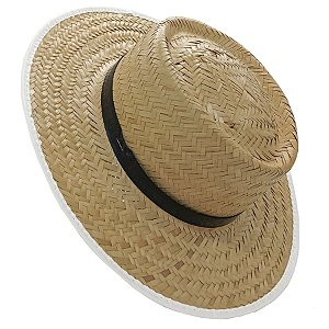 Chapéu de Palha Preto Velho C/ Fita Preta Elástica Aba