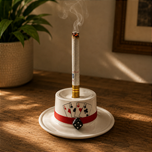Ofertório Suporte Ofertador Cigarro Chapéu Malandro Dado Branco/Preto