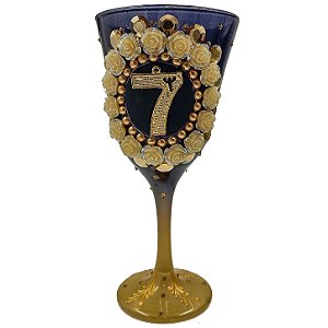 Taça Bicolor Decorada C/ Rosas e Glitter P/ Pombagira 7