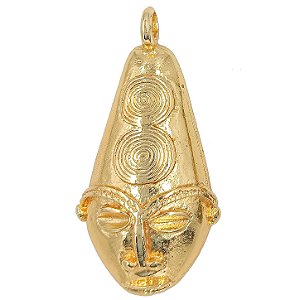 Pingente Máscara Africana Ancestral Dourado