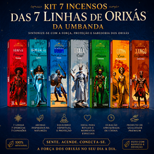 Kit 7cx Incensos Sete Linhas Dos Orixás 0% Carvão 70 Varetas