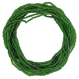 Guia Brajá 7 Fios Soltos C/ 7 Firmas Verde Missanga Transparente Cristalizada