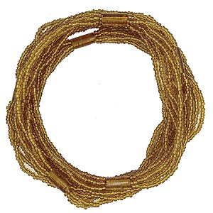 Guia Brajá 7 Fios Soltos C/ 7 Firmas Dourado Missanga Transparente Cristalizada