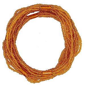 Guia Brajá 7 Fios Soltos C/ 7 Firmas Dourado Missanga Transparente Cristalizada