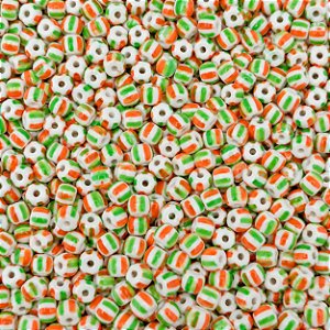 Miçanga Pacote 500g Conta de Missanga Leitosa Rajada Branco/Verde/Laranja