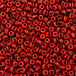 Miçanga Pacote 500g Conta de Missanga Leitosa Rajada Vermelho/Preto