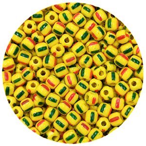 Miçanga Pacote 100g Conta de Missanga Leitosa Rajada Amarelo/Verde/Vermelho