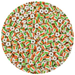 Miçanga Pacote 100g Conta de Missanga Leitosa Rajada Branco/Verde/Laranja