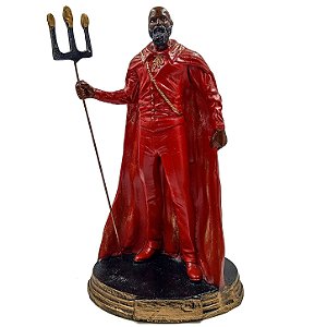 Imagem Exu C/ Tridente Vestindo Vermelho C/ Capa Resina