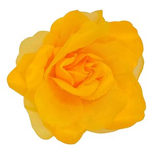 Presilha Grampo de Cabelo Rosa C/ Organza Broche Alfinete Amarelo