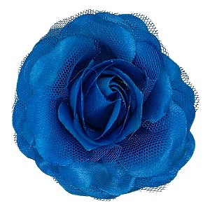 Presilha Grampo de Cabelo Rosa C/ Tule Broche Alfinete Azul 1