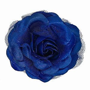 Presilha Grampo de Cabelo Rosa C/ Tule Broche Alfinete Azul Marinho M3