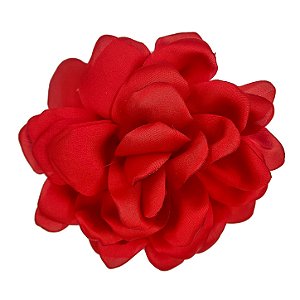 Presilha Grampo de Cabelo Rosa Tecido Broche Alfinete Vermelho