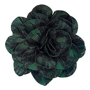 Presilha Grampo de Cabelo Rosa C/ Renda Broche Alfinete Verde/Preto