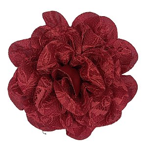 Presilha Grampo de Cabelo Rosa C/ Renda Broche Alfinete Vinho
