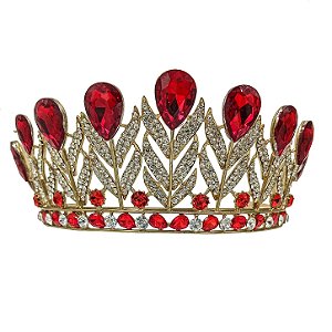 Coroa Grande Premium C/ Pedrarias P/ Pombagira e Assentamentos Vermelho