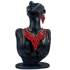 Conjunto Colar + Brincos Premium P/ Pombagira M4 Vermelho