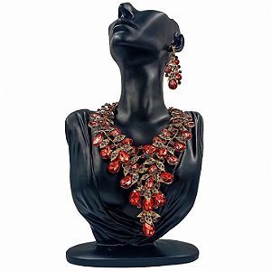 Conjunto Colar + Brincos Premium P/ Pombagira M3 Vermelho