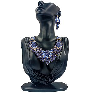 Conjunto Colar + Brincos Premium P/ Pombagira M2 Azul