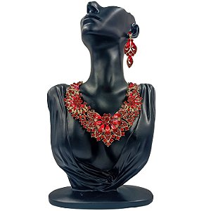 Conjunto Colar + Brincos Premium P/ Pombagira M2 Vermelho