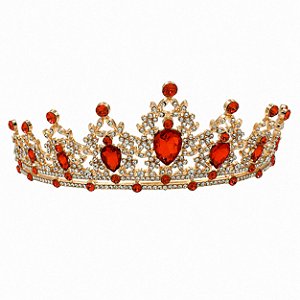 Tiara C/ Pedraria Vermelho P/ Pombagira e Assentamentos