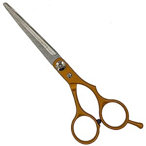 Tesoura Profissional Amarela Dourado C/ Corte P/ Assentamentos e Firmezas
